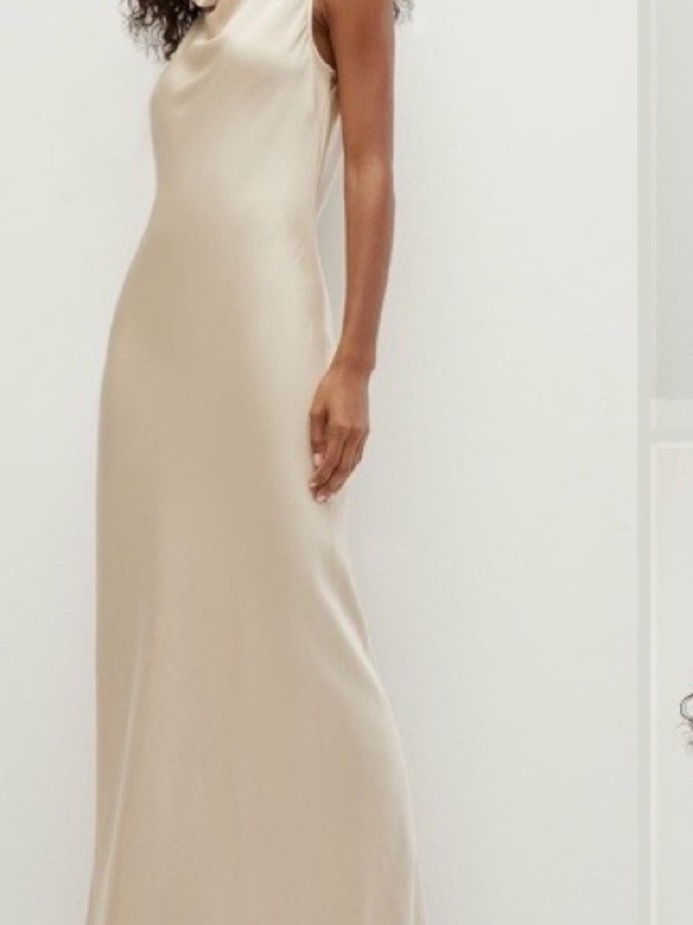 Veronica Beard Silk-Look Cowl Neck Maxi Dress in Champagne